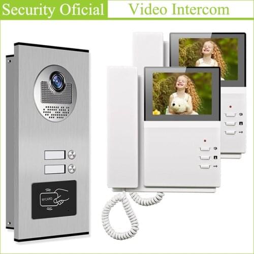 One to Two Easy Installation Multi Apartment Building Video Door Phone Door Bell Entry System Video Intercom Kit with Lcd Screen