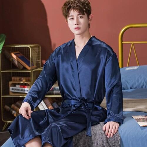 Solid Bridegroom Wedding Robe Lounge Kimono Bathrobe Gown Casual Sleepwear Nightdress Rayon Nightgown Men Nightwear Homewear 3XL