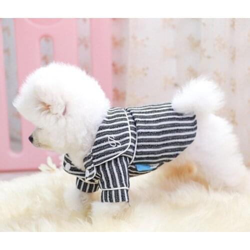 Pet British Style Striped Cotton Linen Pajamas Dog Clothes Puppy Warm Home Clothing Dog Costume hot