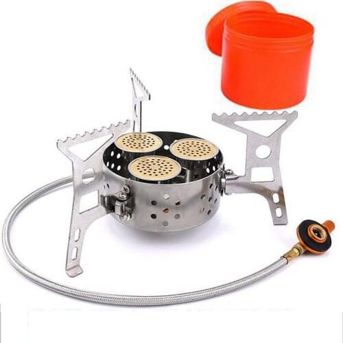 Portable Gas Stove 9000W High-power Three-core Camping Stove Windproof Foldable Gas Burner Camping Equipment Cooking Supplies