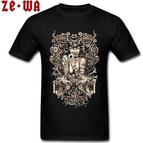 Sexy Devil Evil Witches Pin Up T-Shirt Tattooed Gamble Throne Gothic Tshirts Mens Fashion Hipster Tee Shirt Homme 3D Print