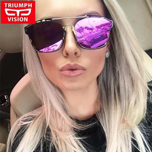TRIUMPH VISION Red Mirror Sunglasses For Women Fashion Designer Sun Glasses New UV400 Female Shades Oculos de sol