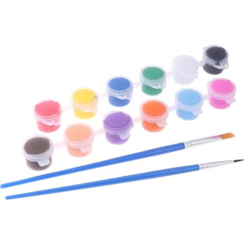 Textile Fabric Hand Painted Wall Plaster Painting Drawing For Kids Acrylic Paint WaterBrush Pigment Set for Clothing 12 Colors