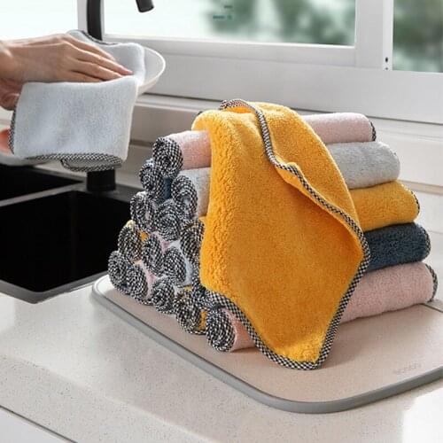 Household Thickened Rags Absorbent Dishwashing Cloths Kitchen Cleaning Cloths Cleaning Supplies Household Cleaning Tools