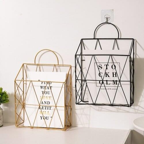 Iron wall hanging hanging wall bookshelf storage rack wall simple living room book and newspaper rack