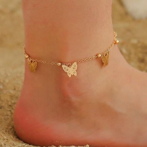 Fashion Cute Butterfly Pendant Anklets for Women Gold Color Chain Ankle Bracelet on Leg 2020 Bohemian Beach Foot Jewelry Gifts