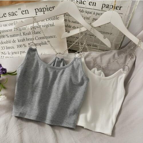 Korean Version of The Short Slim Metal Chain Thin Bottoming Camisole Female 2021 New Summer Niche with Sleeveless Vest