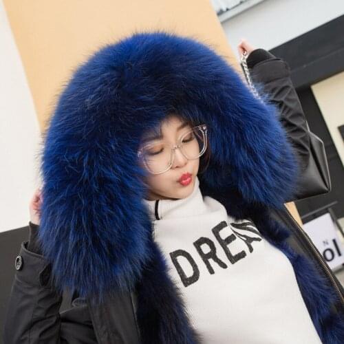 Real Fur Coat Women Fox Fur Coat Women Clothes 2020 Raccoon Fur Collar Real Fur Parka Women Manteau Femme A-021 YY1062