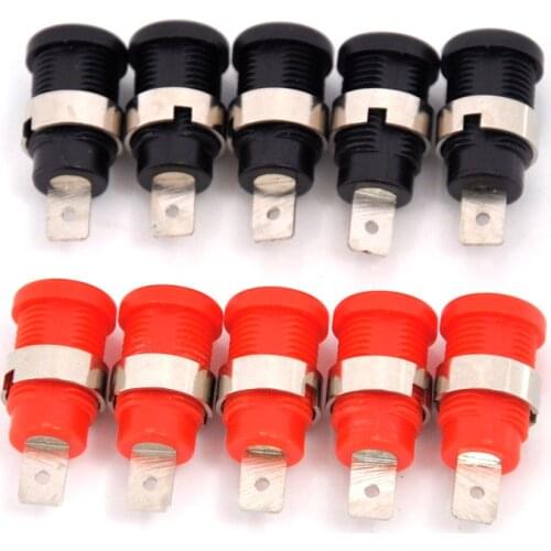 Brass 4mm Banana Female Jack Chassis Panel Mount Socket Connector for Non-Shrouded Banana Plugs 10Pcs