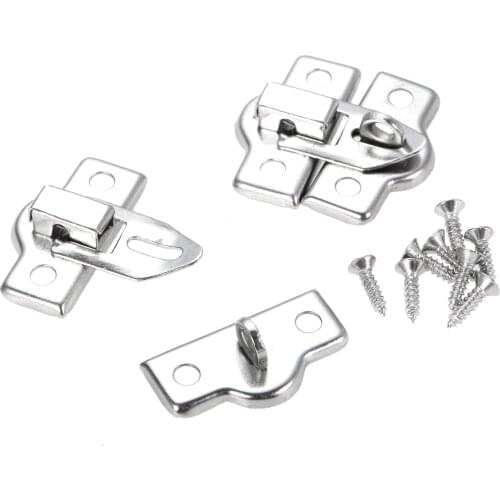 2Pcs Zinc Alloy Jewelry Chest Wine Wooden Box Case Toggle Latch Clasps Suitcase Padlock Hasp Hook Locked Buckle & Screws 26*28mm