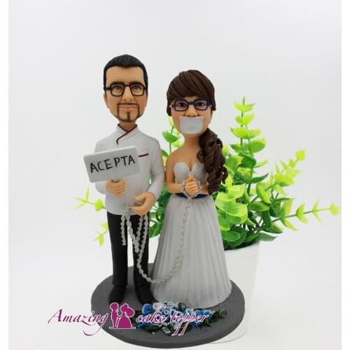 2019 AMAZING CAKE TOPPER ToysAlternative wedding style, follow me Custom Polymer Clay Figure From Pictures Christmas gif