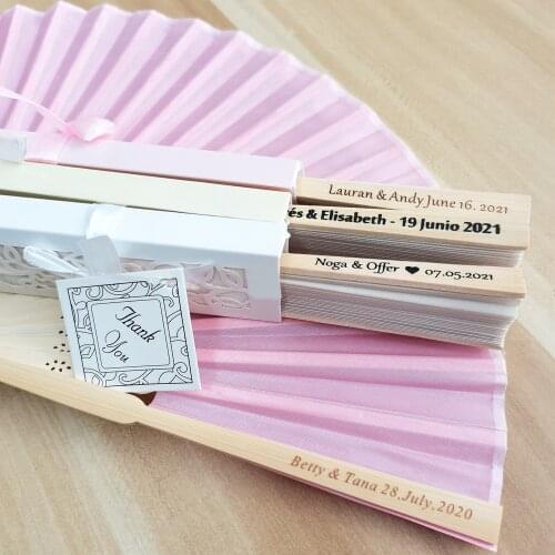 30 pcs/lot Personalized Luxurious Silk Fold hand Fan in Elegant Laser-Cut Gift Box +Party Favors/wedding Gifts+printing