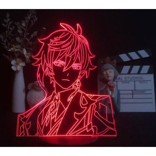 3D Night Light Bluetooth Control for Bright Base Color Changing Desk Teenager Gift Genshin Impact Zhongli Game Decor Room