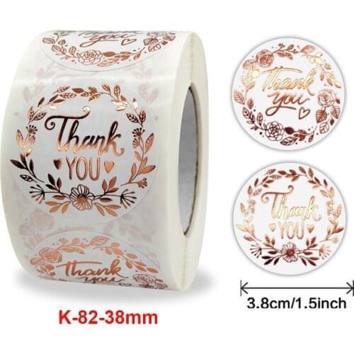 500pcs 1.5inch Rose Gold Thank You Letter Birthday Wedding Present Decoration Labels Stickers Gift Scrapbooking Sealing Stickers