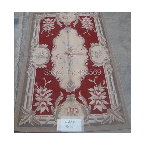 Free Shipping 3"x5" Aubusson Weave Rugs New Zealand Wool handmade, French Aubusson style