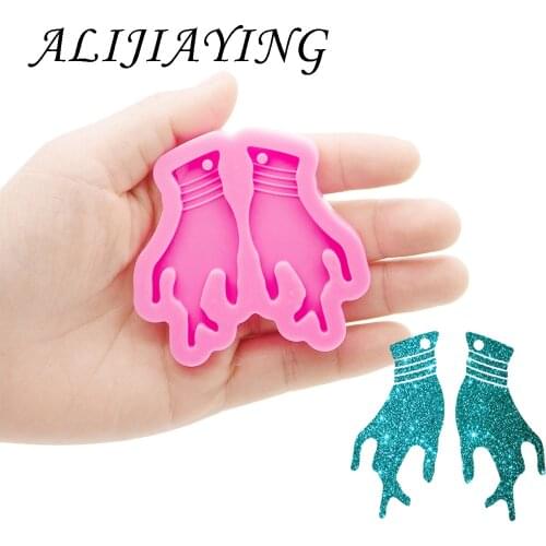 Shiny Hand Earrings Mold, DIY Epoxy Resin Silicone Molds, Resin Crafting Mold Supplies for jewelry DY0921