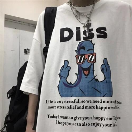 Boyes Short-sleeved School Male White Black Fashion New Men Loose Casual T-shirt Men Clothing Harajuku Print Graphic T Shirts