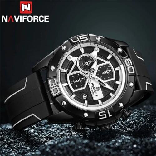NAVIFORCE Men Watch Sport Man Wristwatch Top Brand Luxury Military Chronograph Date Rubber Classic Quartz Male Clock Gift 8018