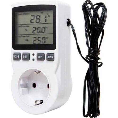 Digital Temperature Controller Sensor with Multifunctional Wireless Thermostat Socket Plug with Timer Switch EU/US/UK/AU/FR Plug