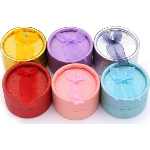 Cheaper 3.5*5.5*5.5cm Jewelry Ring Earring Necklace Small round Carton Present Gift Box Case