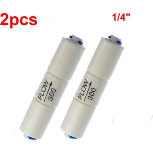 2pcs RO Water Filter Parts RO Flow 300cc Restrictor 1:3 With 1/4" Hose Quick connection Reverse Osmosis Machine 50 75 100gpd