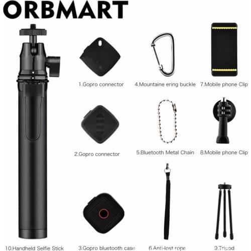 ORBMART Flexible Handheld Selfie Stick Kit For Action Sport Camera Cellphone Digital Camera with Bluetooth Control Clip Tripod