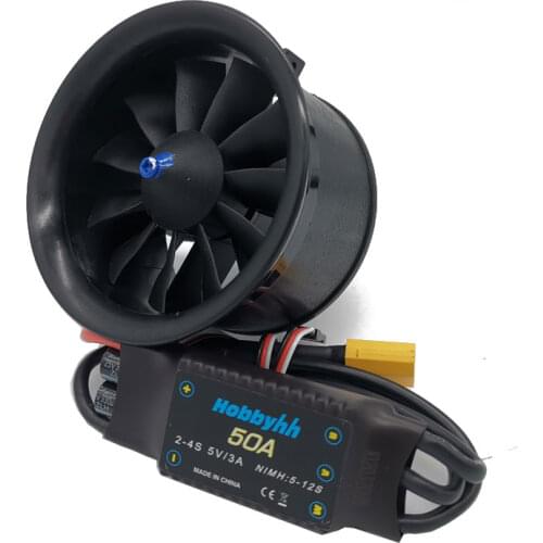 Hobbyhh 50A ESC and 64mm EDF with 11 Blades Ducted fan 4S 3500KV Motor or 3S 3900KV suit for rc jet Airplane