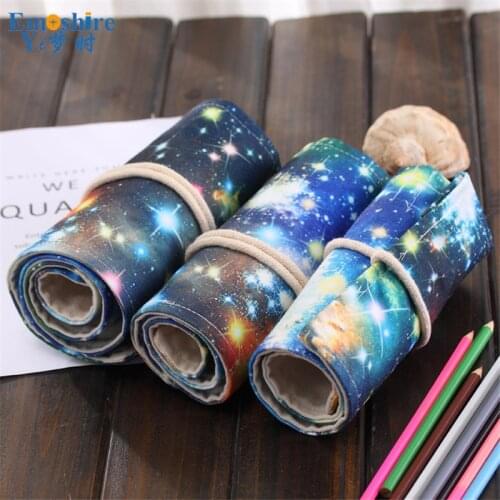 Handmade Canvas School Pencil Case Roll Pouch Makeup Comestic Brush Pen Storage Pecncil Box Estuches School Stationery B173