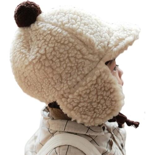 Autumn/winter Baby hat infant warm bear plush ear protector hat baby cap Peaked cap baby boy accessories baby photography props