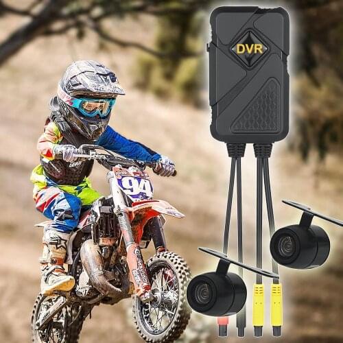 1080P HD Motorcycle Camera DVR Waterproof Night Vision Motorcycle Driving Recorder with IP67 Waterproof Front Rear Dual Lense