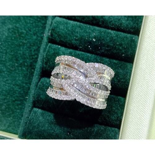 Trendy Solitaire 925 Sterling Siver Promise Ring Geometric Twisted Cubic Zirconia Wedding Ring for Women Engagement Jewelry