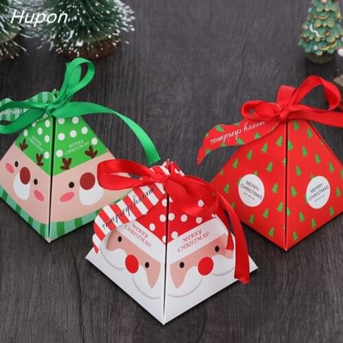 10pcs Christmas Packing Gift Bag Candy Boxes for Kids Birthday Wedding Favors Box Packaging Paper Bags Event Xmas Party Supplies