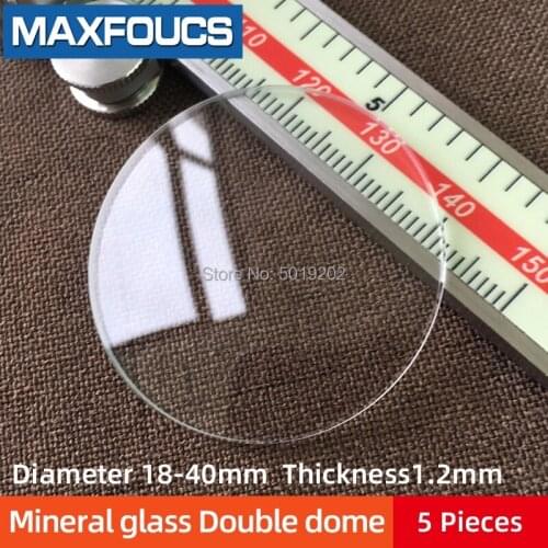 Table glass round smooth mineral glass Double dome thickness 1.2mm, diameter of 18 mm ~ 40mm,5pieces