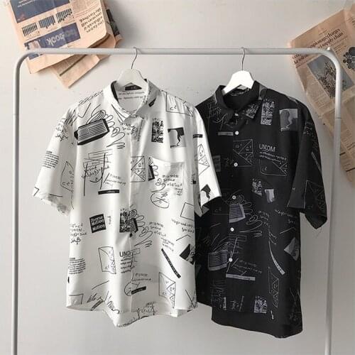 Summer Short-Sleeved Shirt Mens Fashion Printed Casual Shirt Man Streetwear Wild Loose Hip-Hop Shirts Men Hawaiian Shirt M-2XL