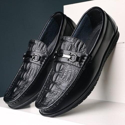 Men Leather Shoes Spring Summer PU Leather Shoes Slip-On Casual Shoes Male Sneakers loafer Mens Black Mens Loafers Driving Shoe
