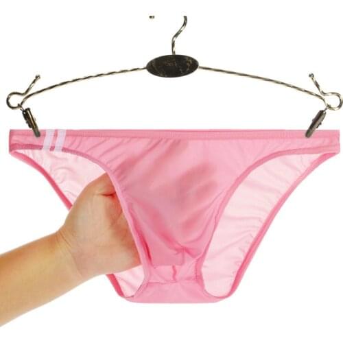 Hot Sale Mens Briefs Underwear Summer Mens Sexy Breathable Underpants Ice Transparent Low Waist Gay Male Seamless Panties