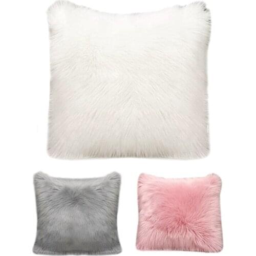 Fluffy Soft Plush Cushion Covers,Covers for Bedroom Sofa Car Decoration Pillowcase 45X 45cm Set of 2
