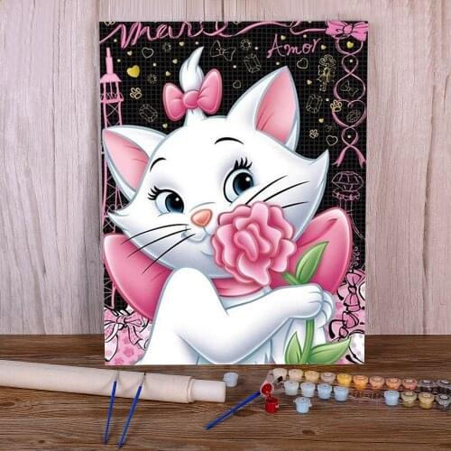 Cartoon Marie Cat Animail DIY Paint By Numbers Kit Acrylic Paints 50*70 Canvas Painting Home Decor For Handiwork