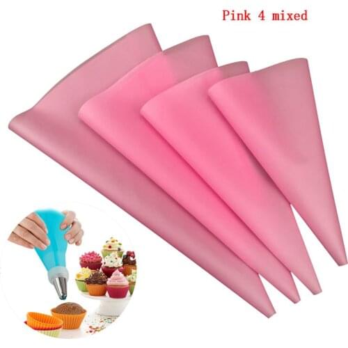 4Pcs/Set Silicone Pastry Bag Tips Kitchen DIY Cake Icing Piping Cream Cake Decorating Tools Reusable Pastry Bags Set