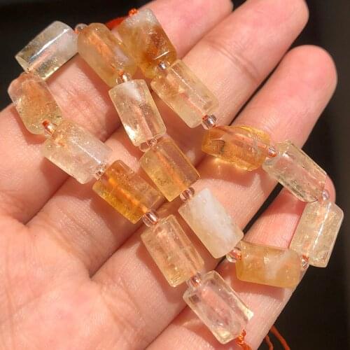 Natural Stone 8x11mm citrine quartz Geometric Cylinder Beads Charms Loose Beads For Jewelry Making Diy Earring Necklace 7.5inch