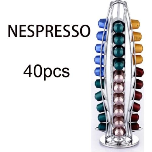 Nespresso 40 Capsules Cup Revolving Rotating Coffee Pod Storage Holder Tower Stand Rack