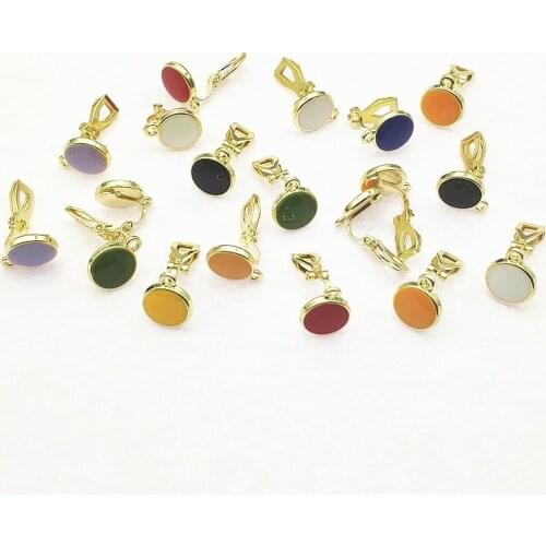 New Arrival! 100pcs Zinc Alloy Enamel Round shape Ear Clip Connectors for Handmade Earring DIY Parts Jewelry Findings&Components