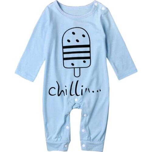 New Year Fashion Baby Boy Girl Clothes Fashion Kids Infant Baby Boys Girls Long Sleeve Letter Popsicles Print Romper Clothes