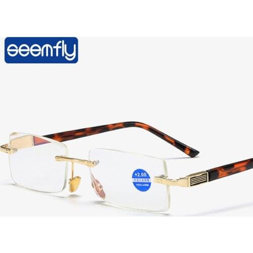 Seemfly 2021 High Quality Anti Blue Light Men Women Reading Glasses Metal Elderly Vintage Presbyopic Far sight Goggles +1.5 2.0