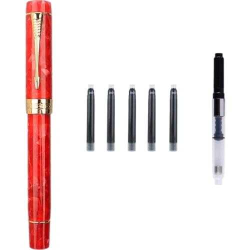 Jinhao 100 Centennial Ice Red Resin Fountain Pen Iridium EF/F/M/Bent Nib with Converter Ink Pen Business Office School Gift Pen