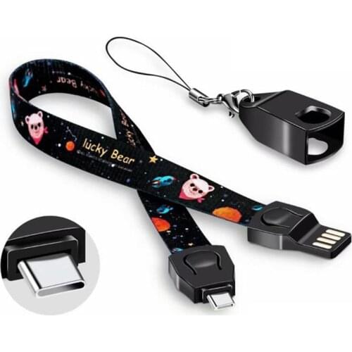 Portable USB Cable For iPhone XS Max XR X Fast Charging Charger USB-C Cord Micro USB Type C Cable For Android Mobile Phone Cable