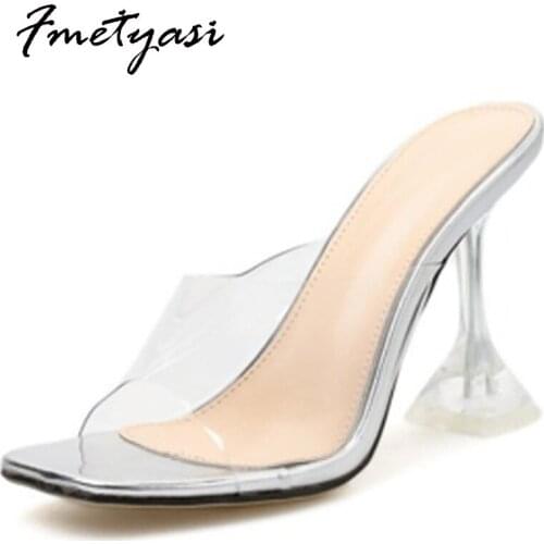 Sandals Women Summer New 2021 Plastic Leopard Pink Silver High Heels Peep Toe Square Toe Summer Slingbacks Street Style