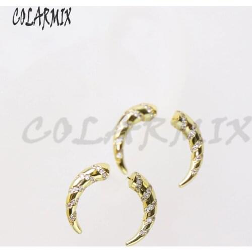 5 pairs Hron earrings zircon earrings Crescent shape crystal stud earrings Trible jewelry women jewelry earrings for women 51024