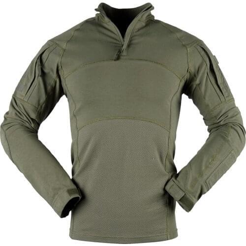 Knitted Shirt LS Long Sleeve Strech Army Green Cotton Tactical Combat Shirt For Men