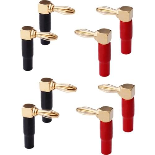 Right Angle 90 Degree 4mm Banana Plug Screw L Type for Binding Post Amplifiers Video Speaker Adapter Connector Gold Plated 4mm